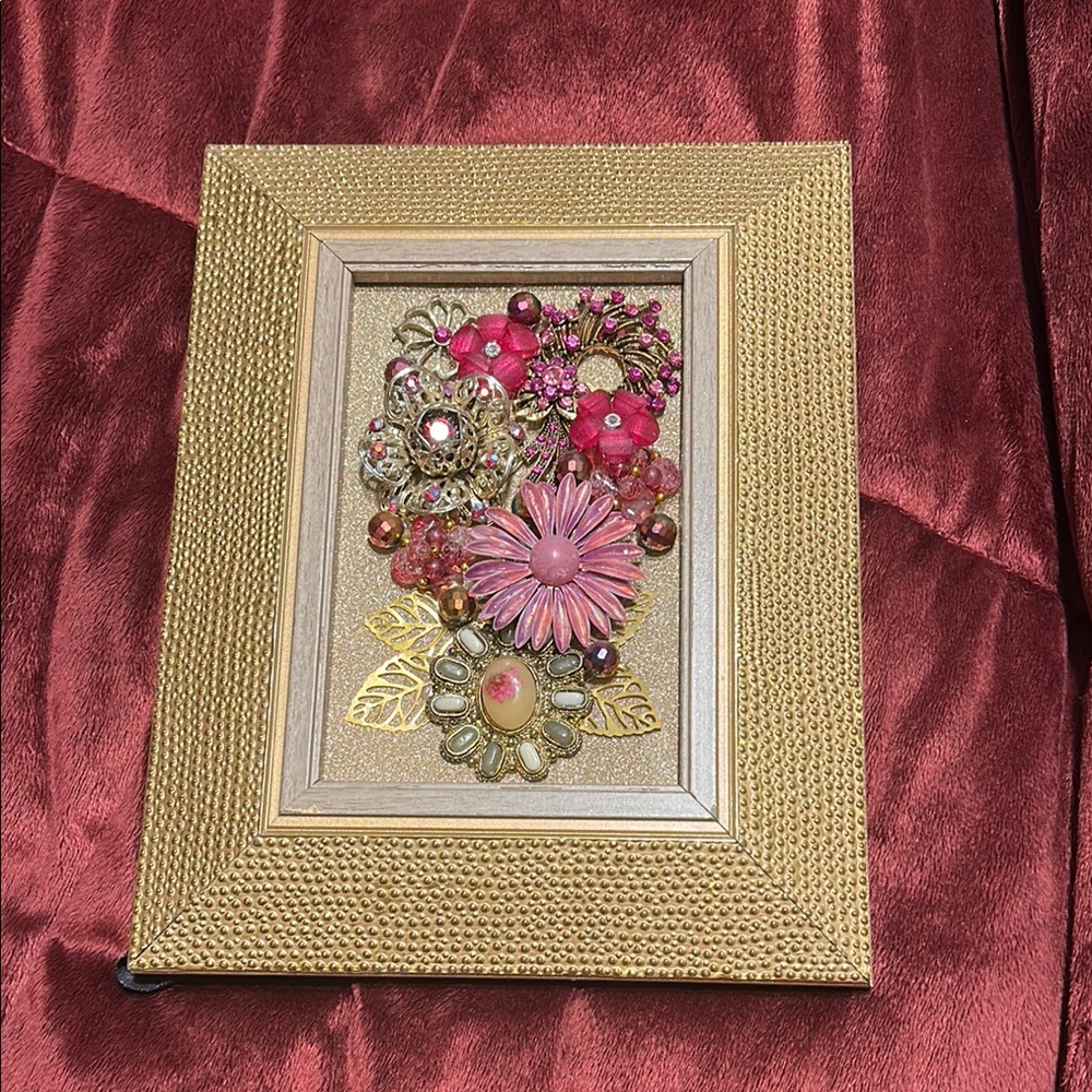 Sheffield Home Gold and Pink Accent Decor made with Vintage Jewelry